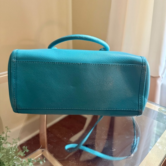 AUTHENTIC Coach Leather Mini Bennet Satchel Crossbody Handbag Turquoise color - Picture 5 of 11